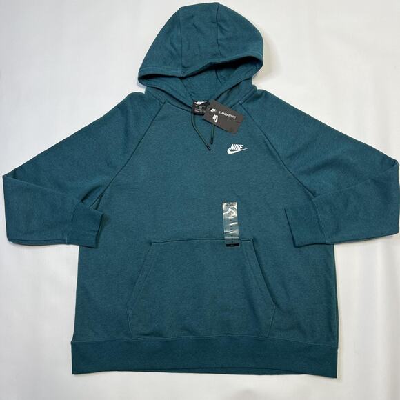 Nike Hoodie Womens 1X Blue Teal Standard Fit Pullover Sweatshirt CJ0409-300 NWT - Picture 1 of 8
